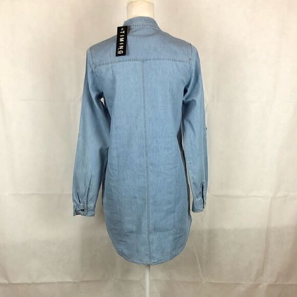 Timing Button Up Denim Collared Top Rollup… - Picture 3 of 8